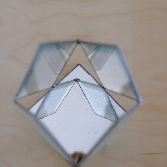 Vintage Clear Beveled Stained Glass Candle Holder/7" - Picture 5 of 6